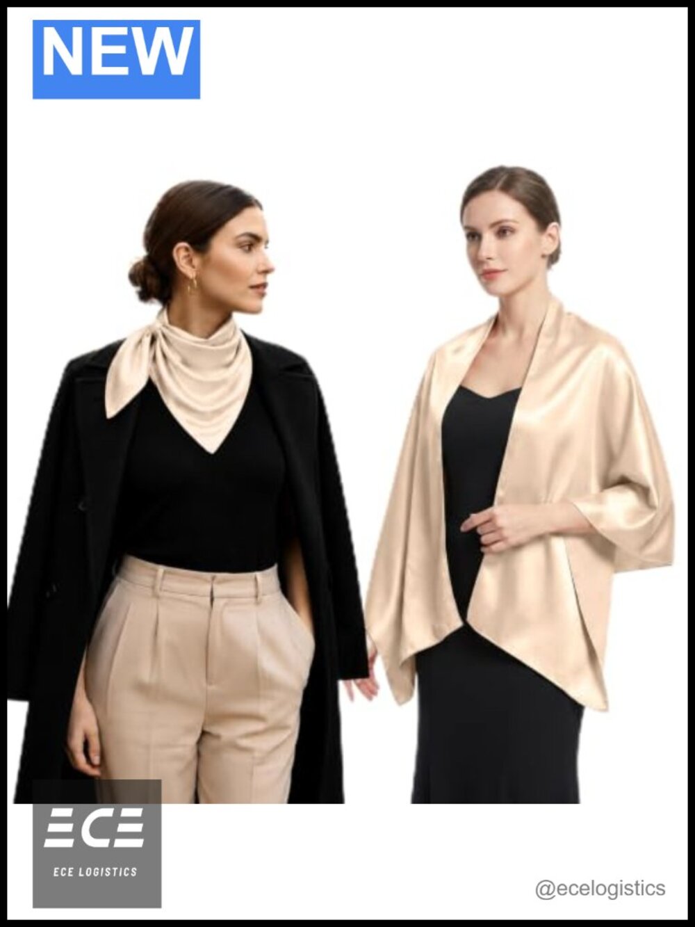 Satin Chiffon Shawl and Square Scarf 2-Piece Gift Set Lightweight Wrap for Women
